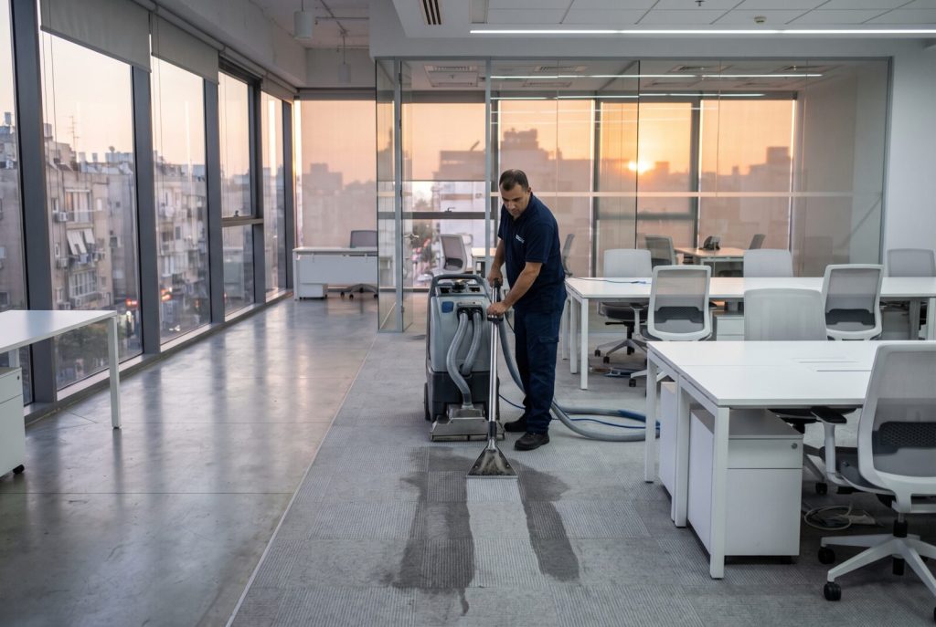 ניקוי שטיחים למשרדים במכונת ניקוי עומק